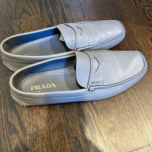 Men’s Prada grey leather loafer